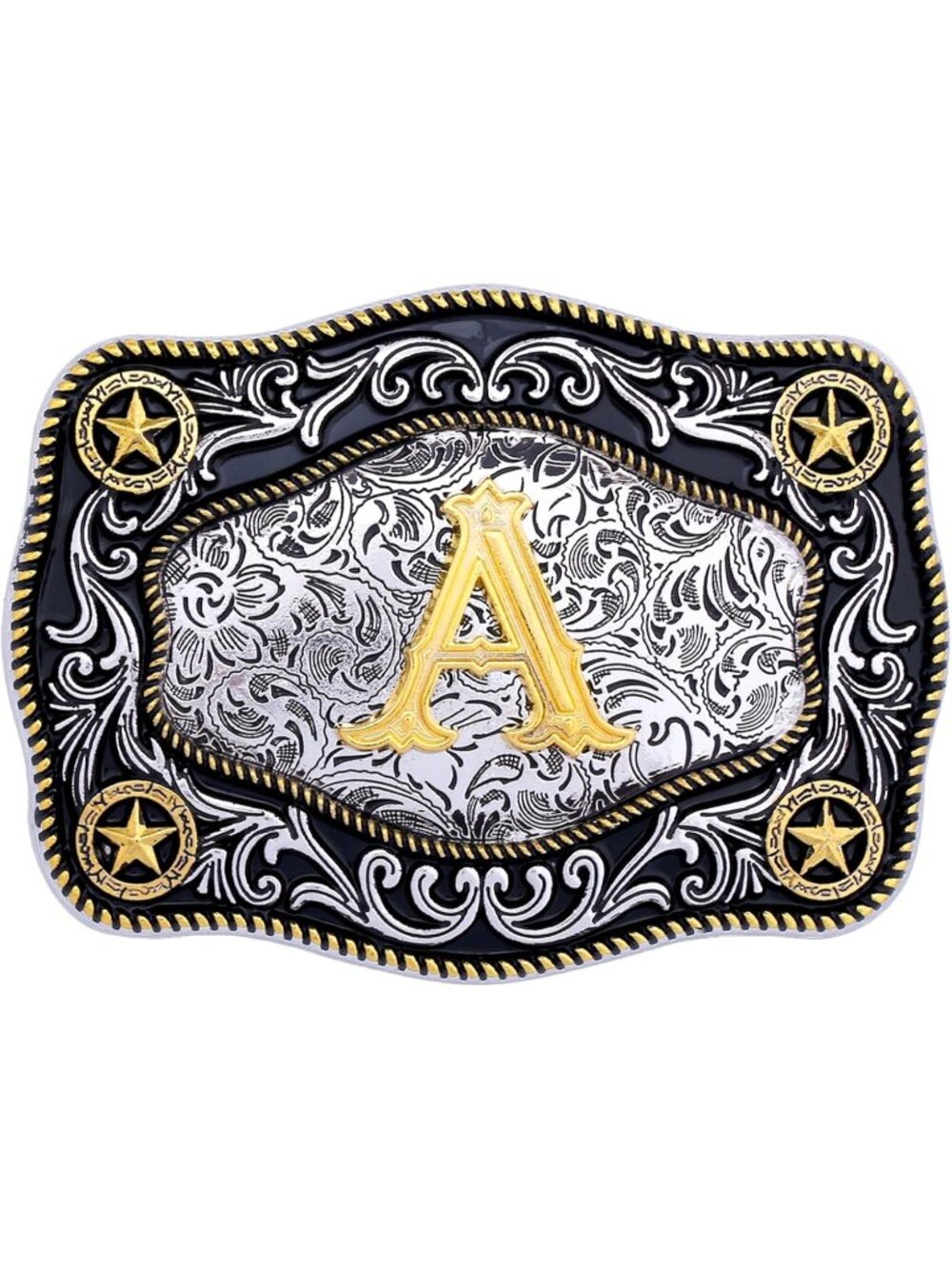 Unisex A Imported Large Gold Cowboy Initial Letters Belt Buckle